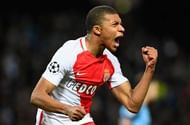 MANCHESTER, ENGLAND - FEBRUARY 21:  Kylian Mbappe of AS Monaco celebrates as he scores their second goal during the UEFA Champions League Round of 16 first leg match between Manchester City FC and AS Monaco at Etihad Stadium on February 21, 2017 in Manchester, United Kingdom.  (Photo by Stu Forster/Getty Images)